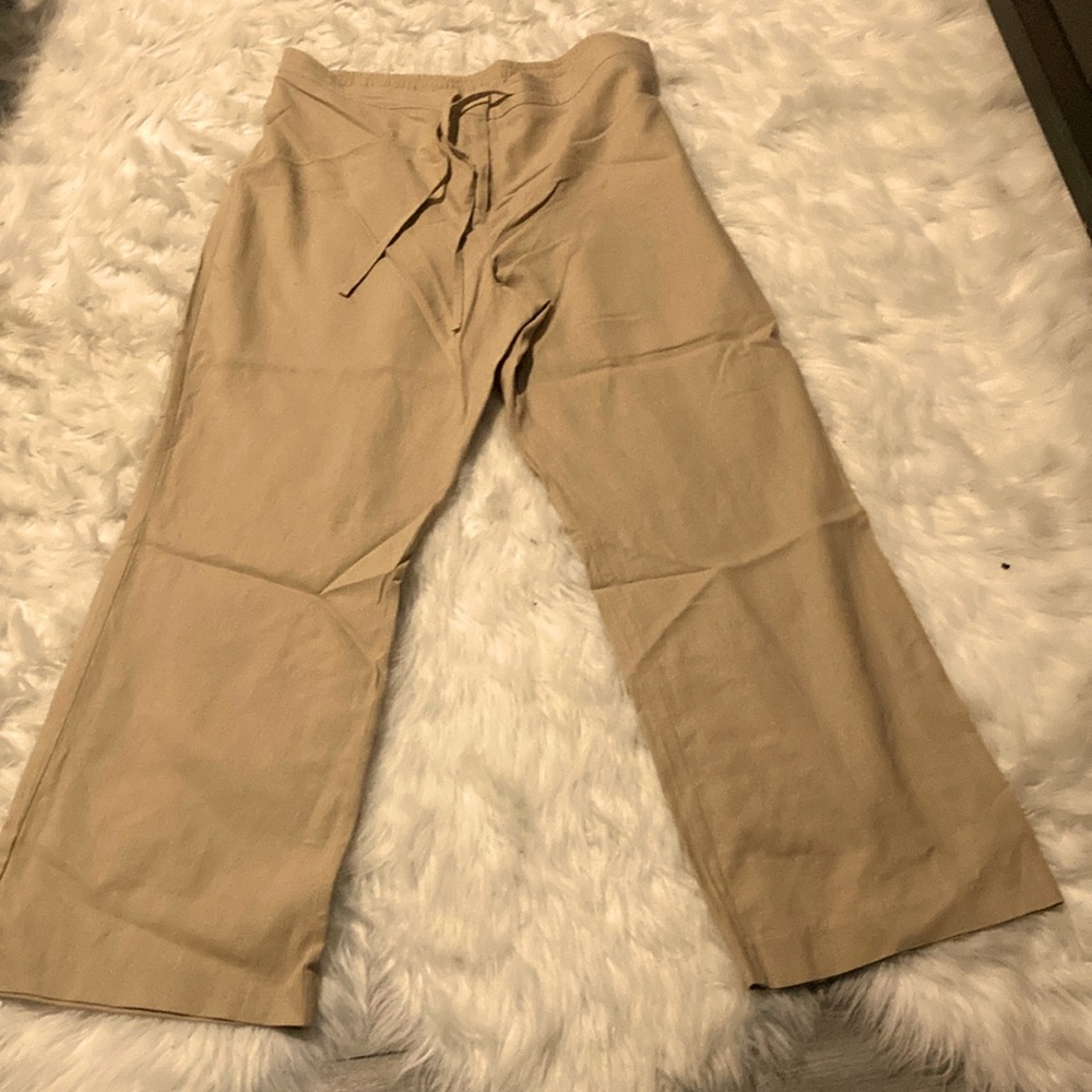 NWOT SZ XL WIDE BOTTOM LINEN TROUSERS